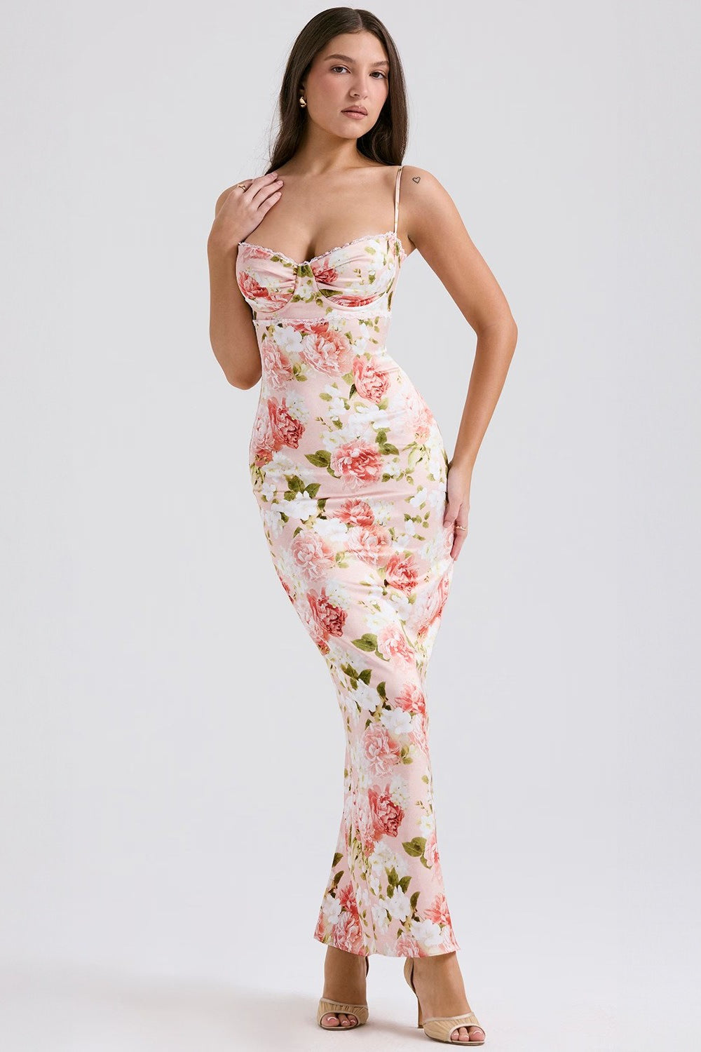 Printed Slit Slim Casual Floral Dress