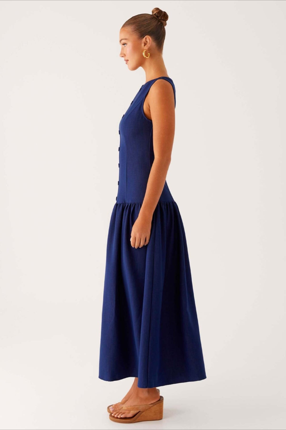 Sleeveless Button Up Denim Dress