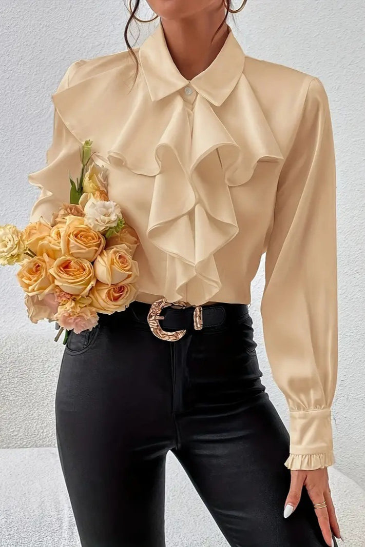 Ruffle Layered Long Sleeve Blouse