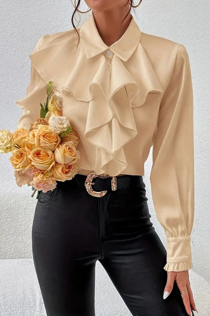 Ruffle Layered Long Sleeve Blouse