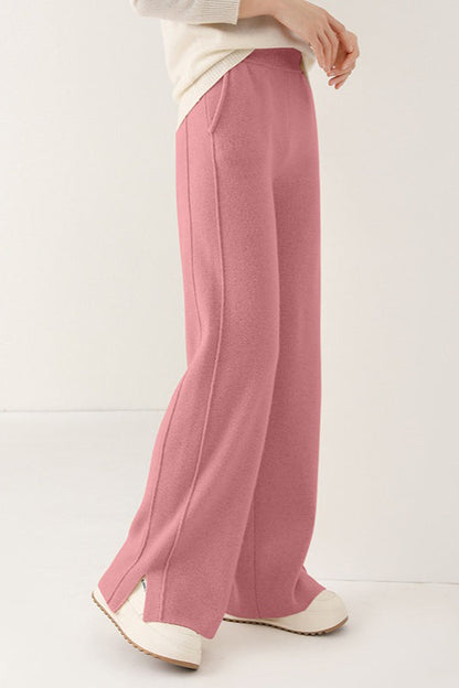 Wool Soft Straight Split Knit Pants