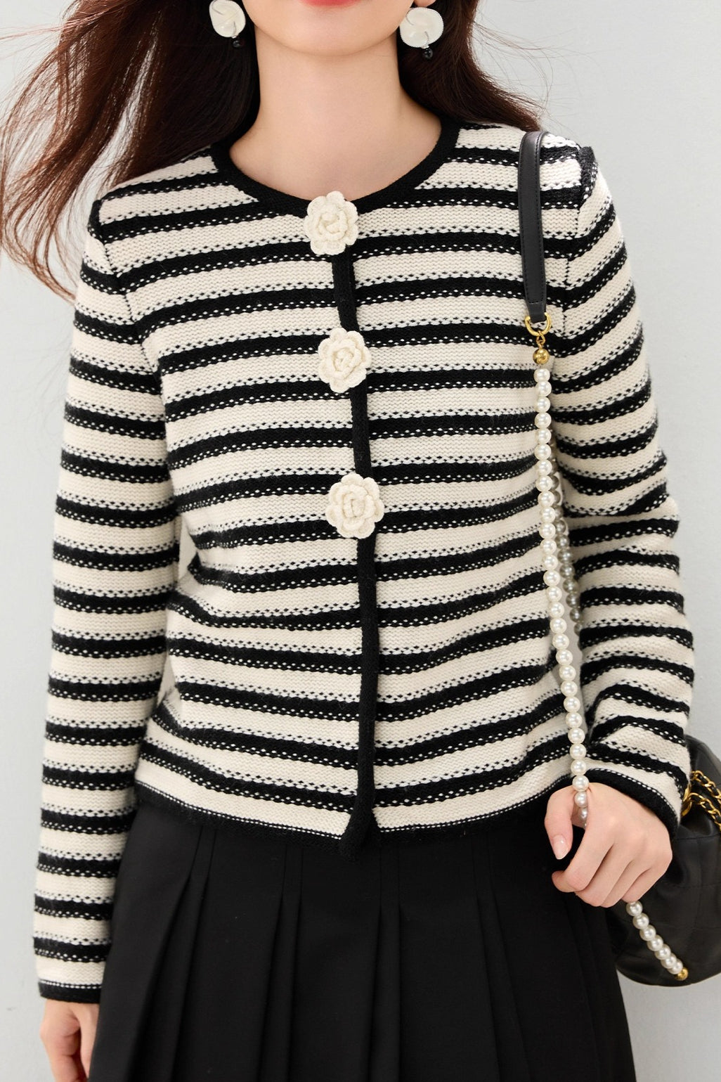Floral Stripe Cropped Cardigan
