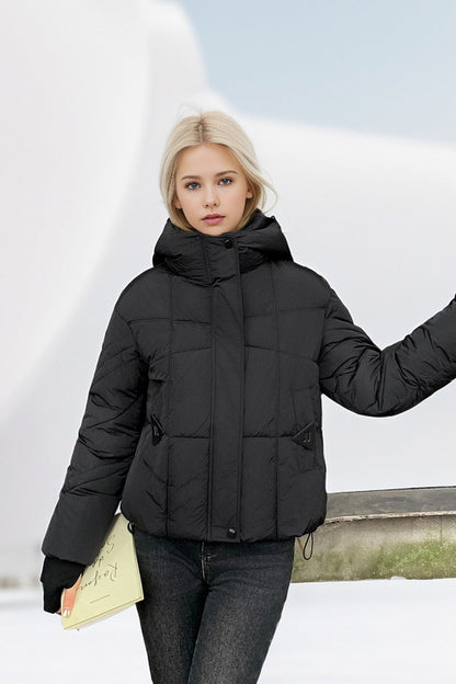 Quilted Down Blend Cropped Coat