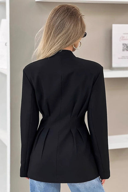 Elegant V-Neck Tailored Waist Blazer