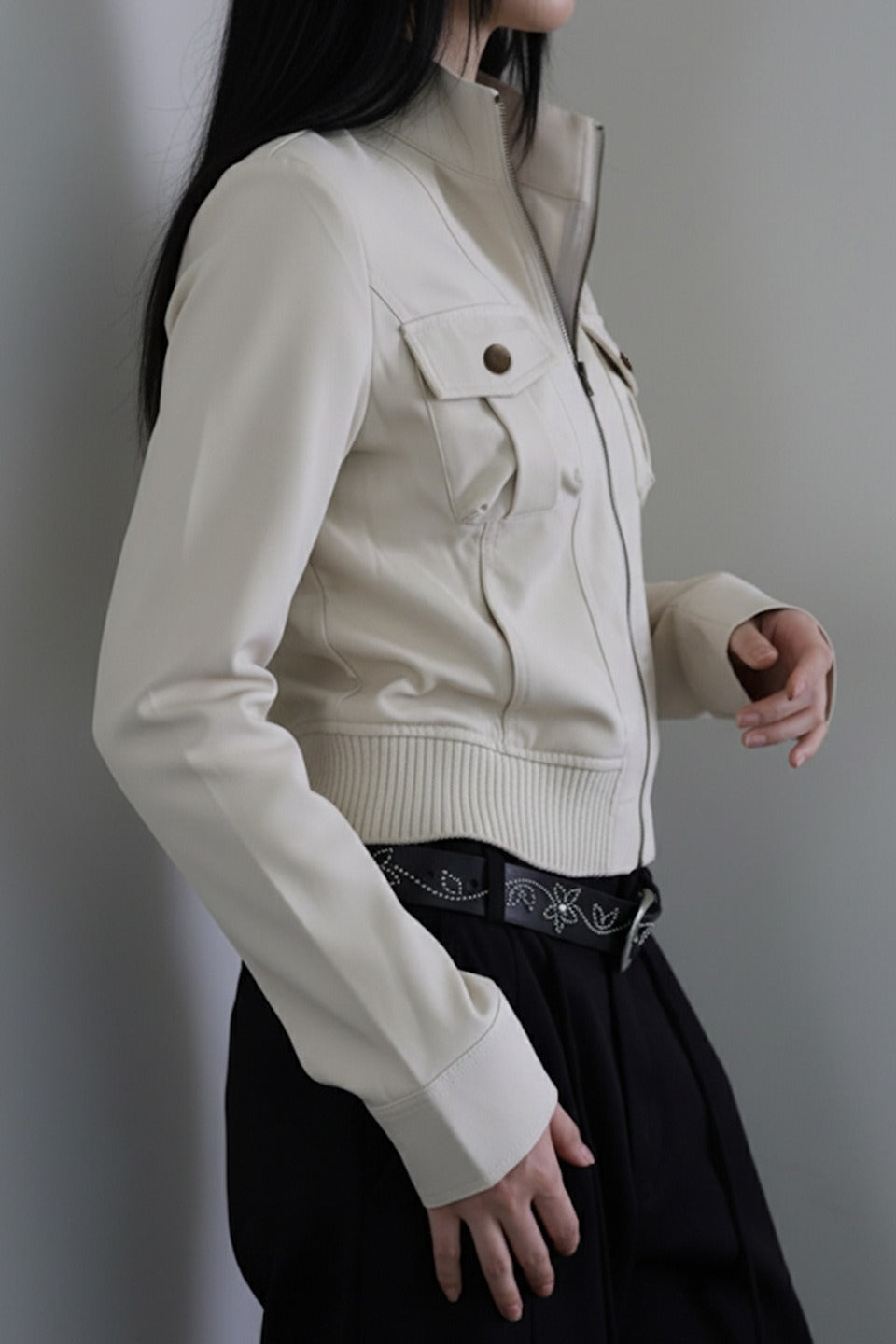 Tailored Waist Utility Zip Jacket