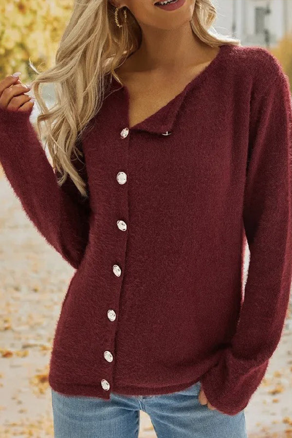 Solid Color Single-breasted Sweater Cardigan