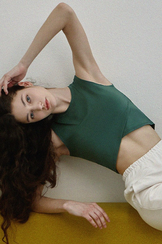 Sleeveless Cross Front Athletic Crop Top