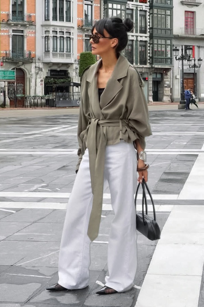 Oversized Collar Wrap Waist Coat