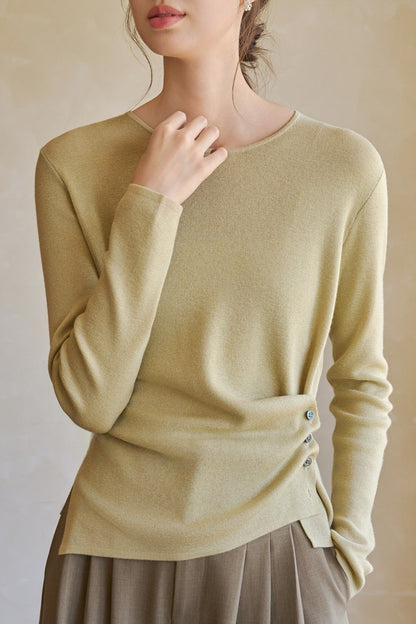Fine Wool Asymmetric Knit Top