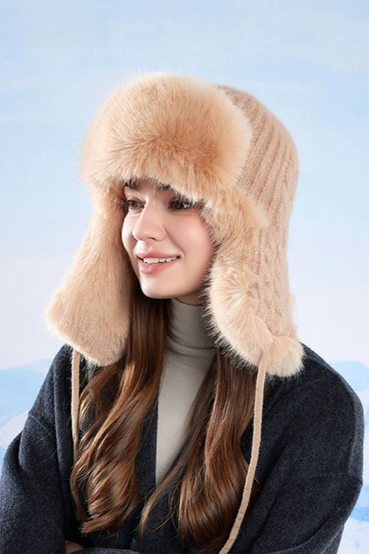 Fleece Lined Knit Trapper Hat