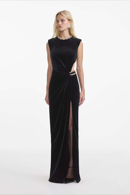 Cut Out Velvet Bodycon Party Dress