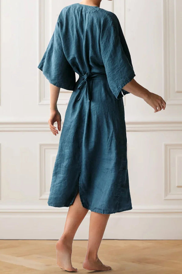 Elegant Ink Linen Dress