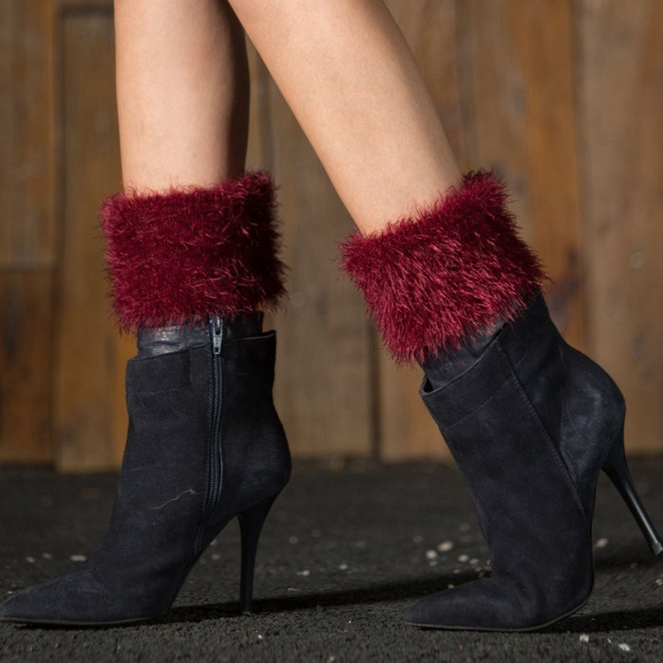 Short Feather Yarn Foldover Boot Cuffs