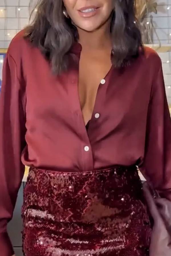 Burgundy satin shirt