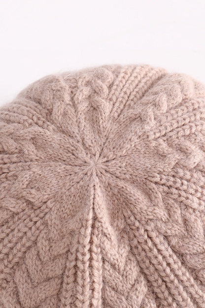 Fleece Lined Cable Knit Beret Hat
