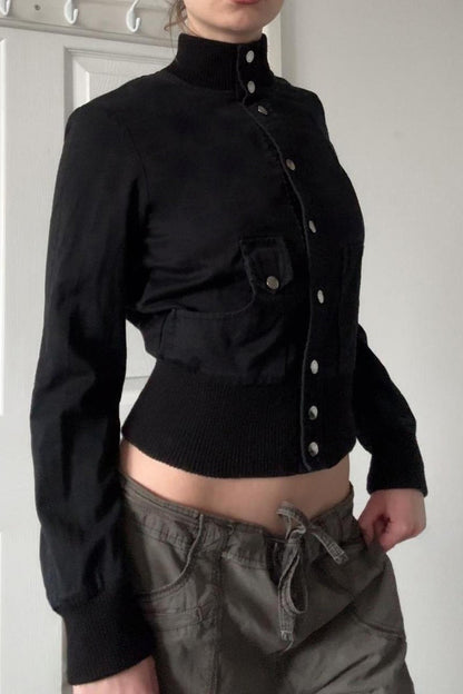 Fitted Short Band Collar Jacket