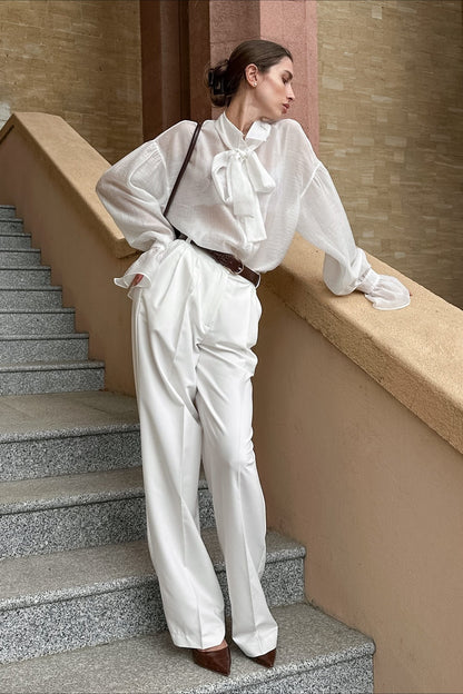 Bow Tie Sheer Blouse