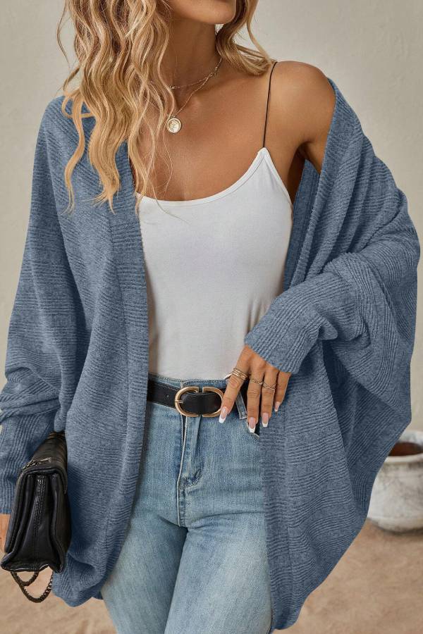 Fashion Bat Sleeve Cardigan Loose Knitted Jacket
