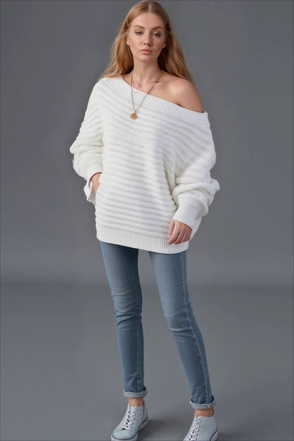 Textured One Shoulder Knit Sweater