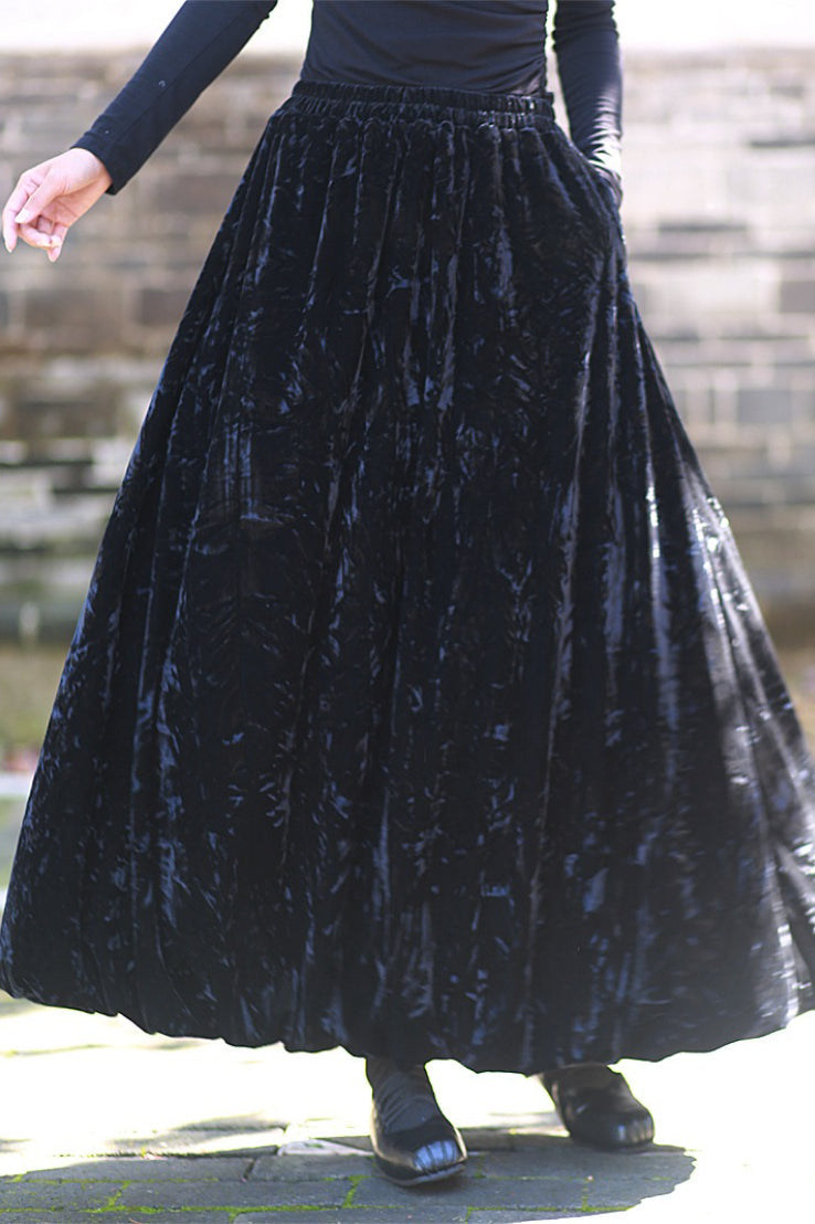 Vintage Velvet Tie Dye Swing Midi Skirt