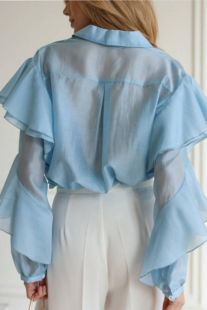 Ruffled Sheer Blouse