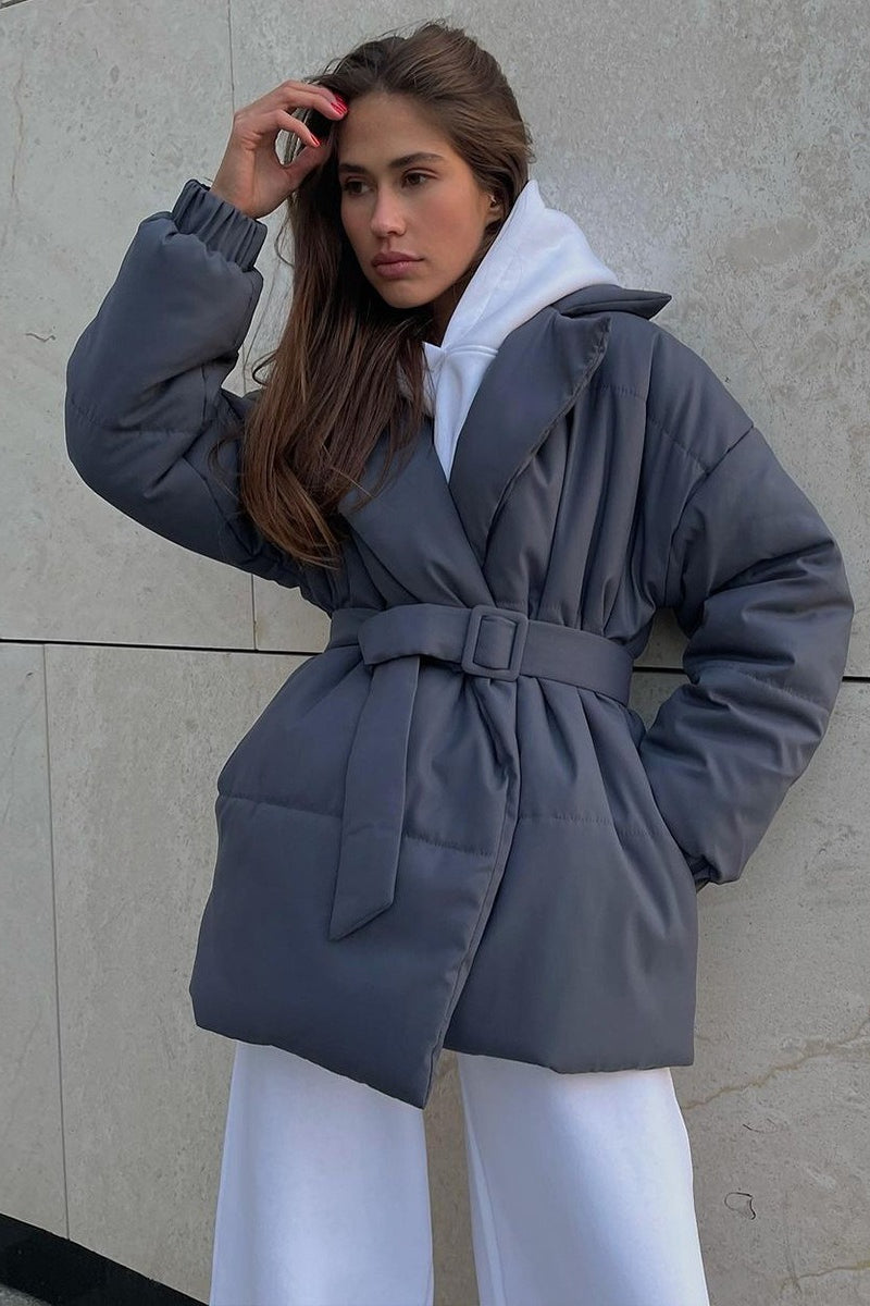 Structured Quilted Notch Collar Coat