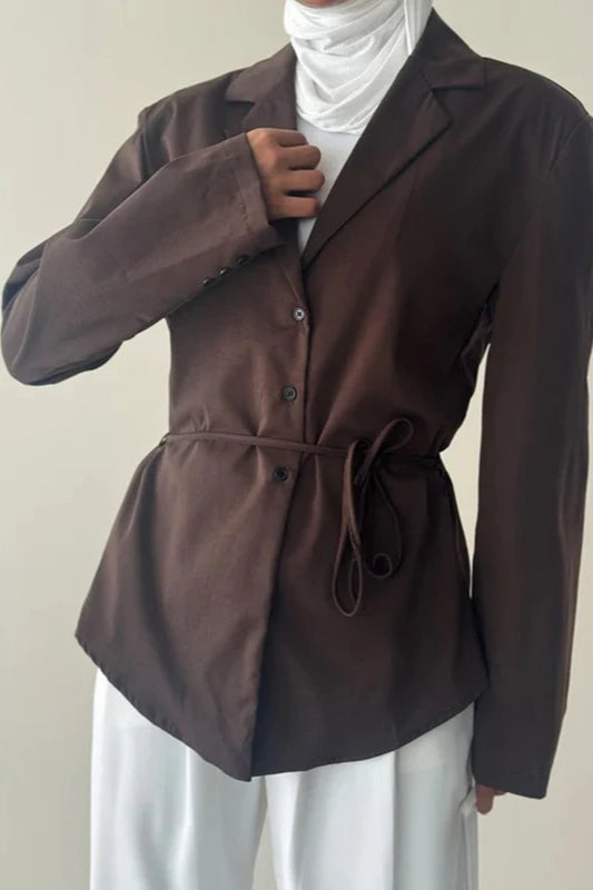 Lace-up Waist Fitted Blazer