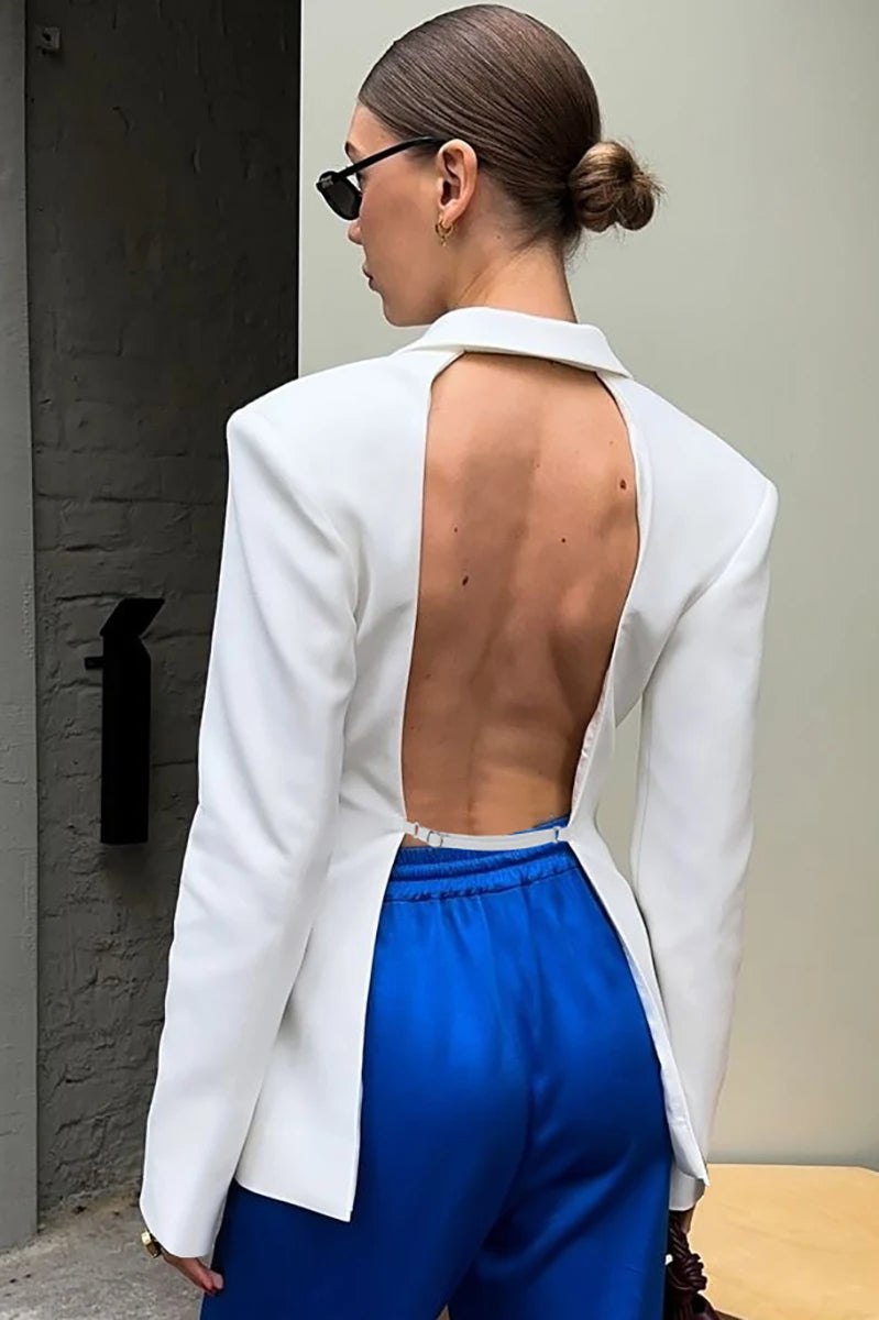 Backless Notched Oversize Blazer