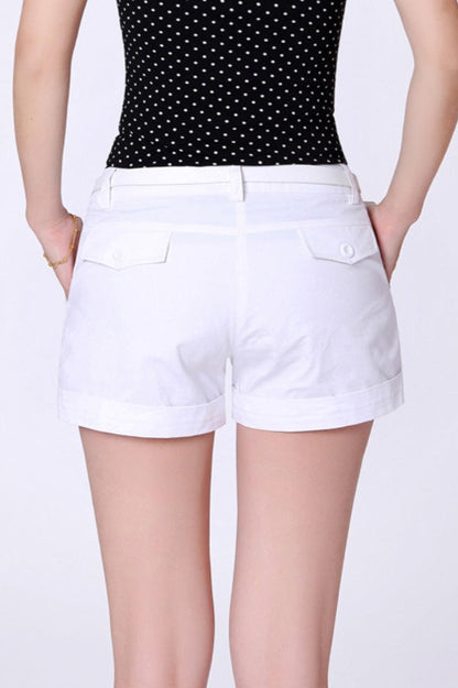 Cotton Mid Waist Loose Fit Casual Shorts