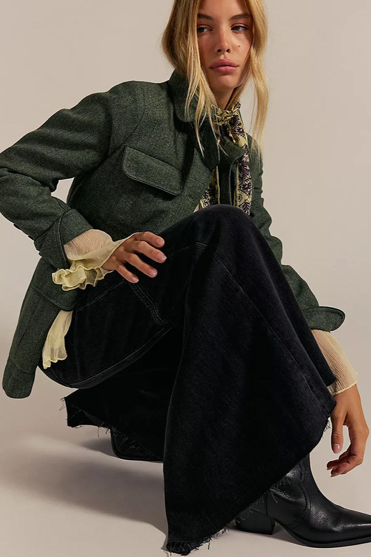 High Waist Patchwork Slim Flare Long Jeans
