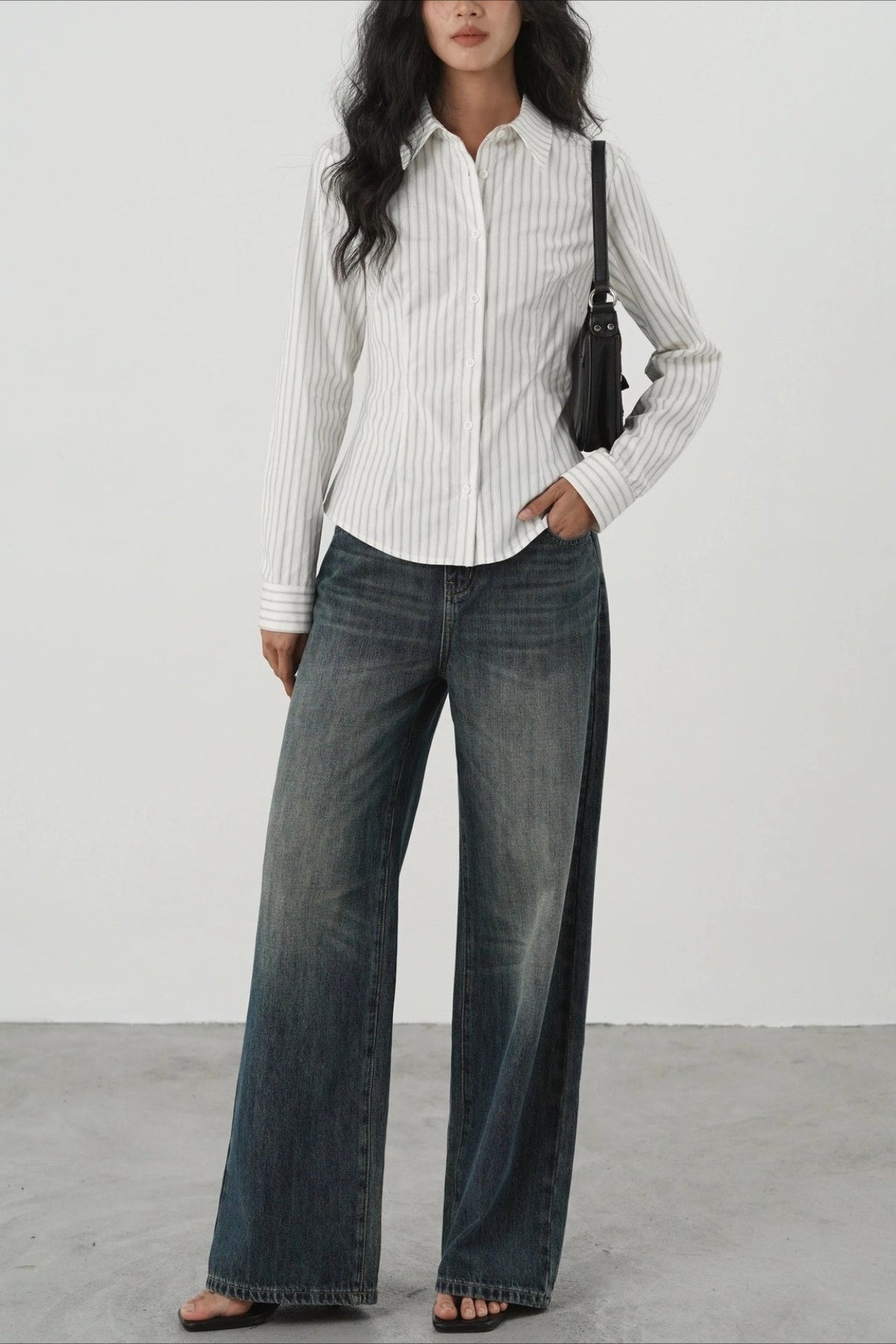 Slim Fit Vertical Stripe Blouse