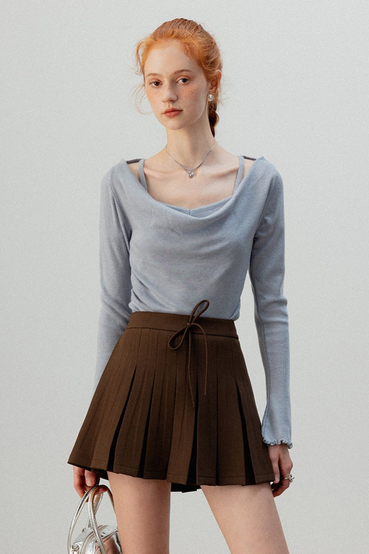 Layered Cowl Neck Knit Top
