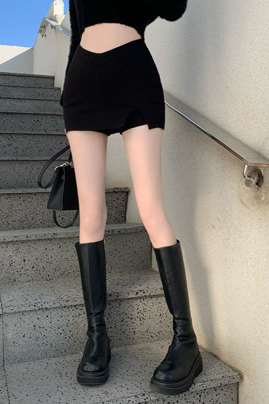 High Waist Plus Size Split Hot Girl A-Line Mini Skirt