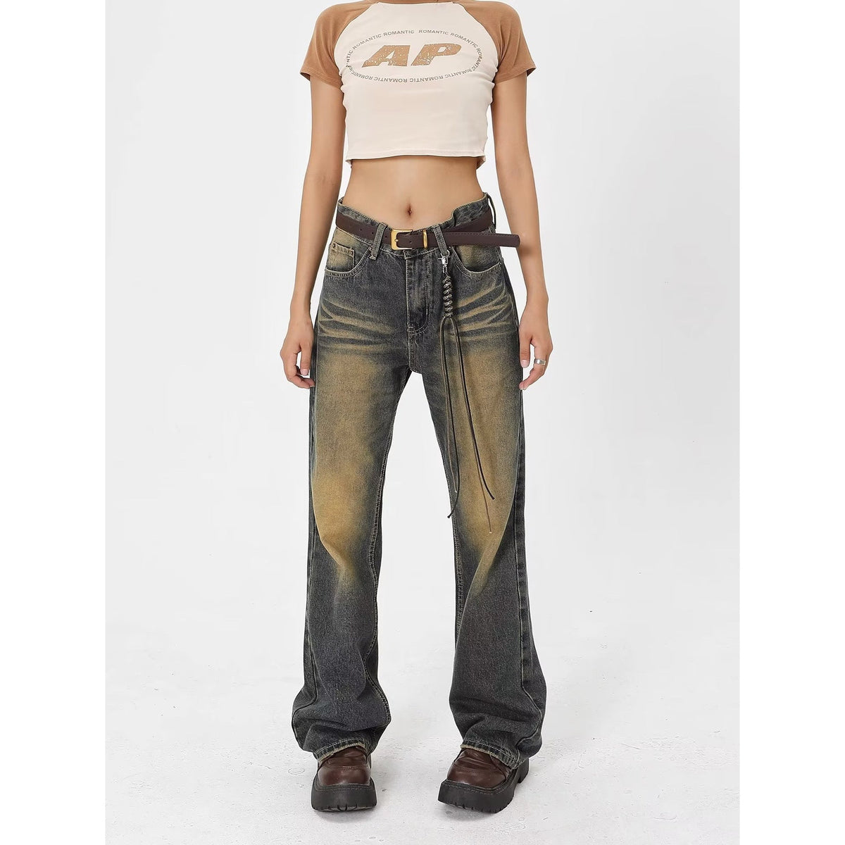 Wash Made Old Blue Micro Flared Retro Trendy Jean