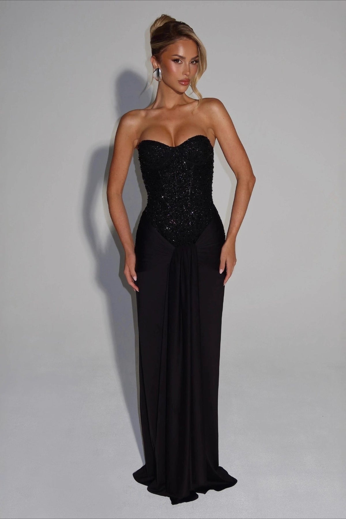 Strapless Ruched Zipper Slim Fit Formal Dress