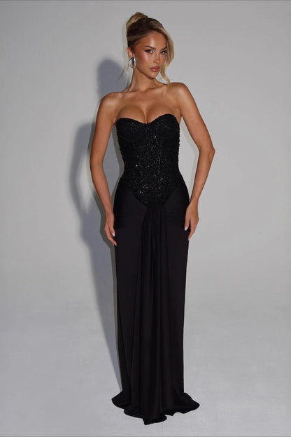 Strapless Ruched Zipper Slim Fit Formal Dress