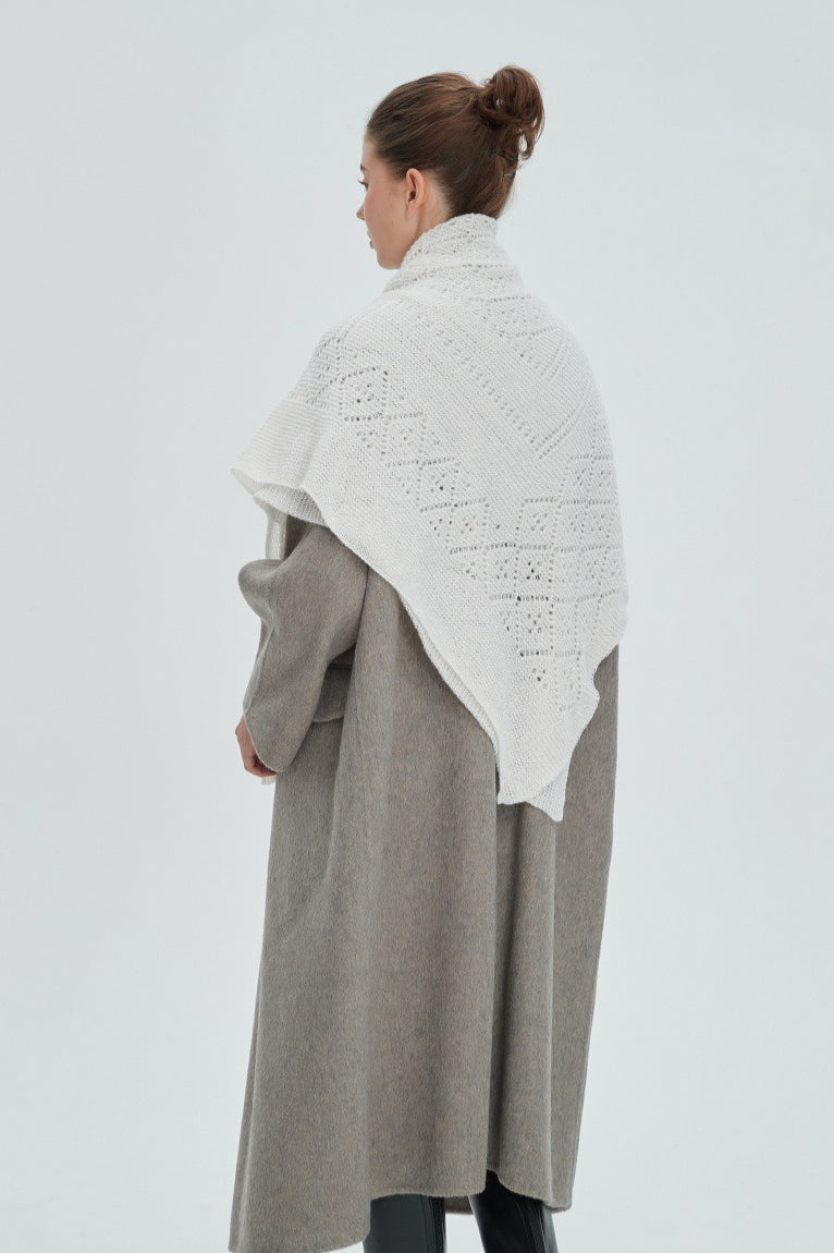 Solid Color Lace Knit Square Scarf
