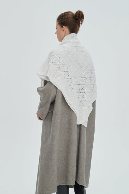Solid Color Lace Knit Square Scarf