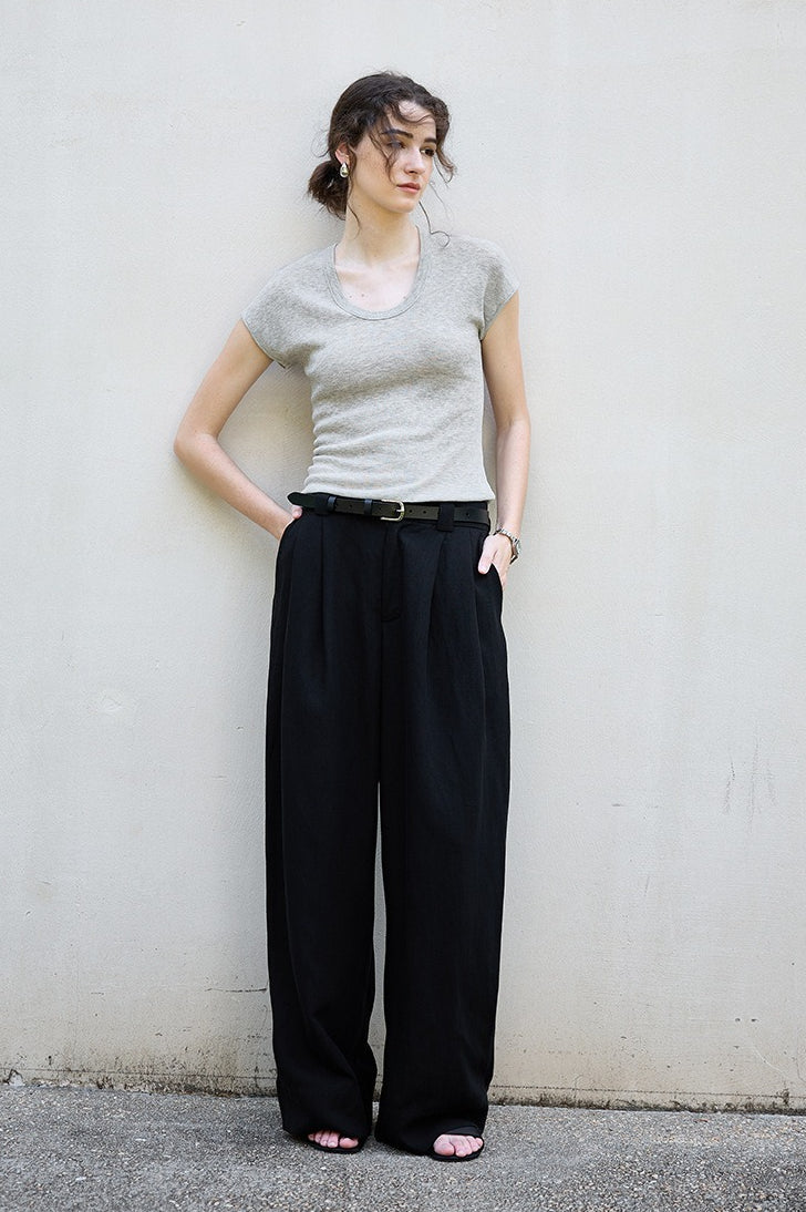 Textured Lyocell Linen Knit Top