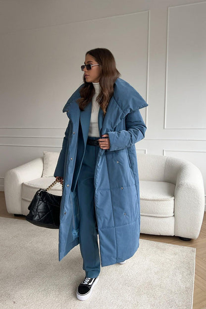 Long Stand Collar Relaxed Quilted Puffer Jacket