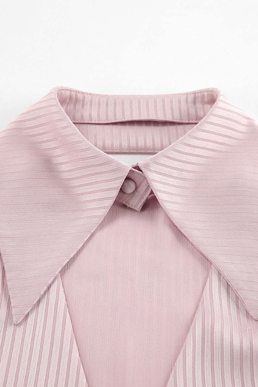 Loose Fit Long Sleeve Casual Detachable Collar Blouse