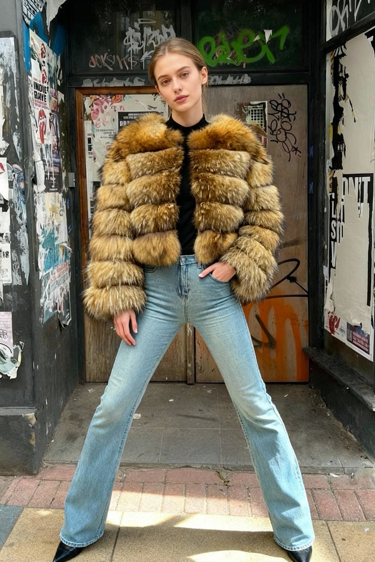 Raccoon Fur Thick Luxury Winter Coat