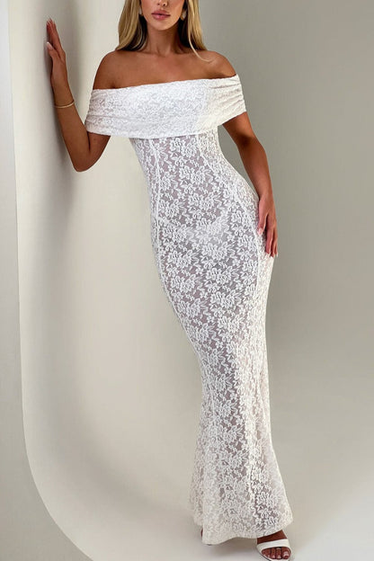 Floral Lace Backless Lace Dress