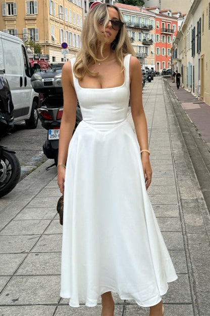 Sleeveless Square Neck Maxi Vacation Dress