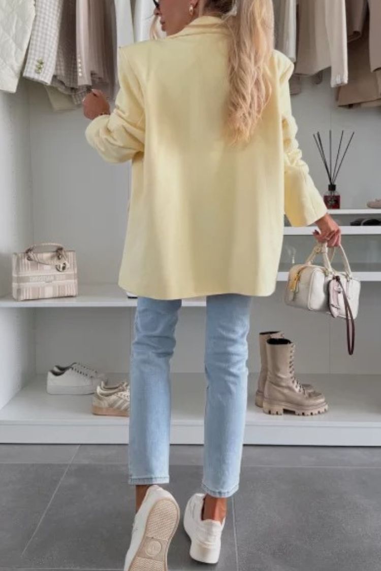 Solid Color Casual Lapel Long Sleeve Oversized Blazer