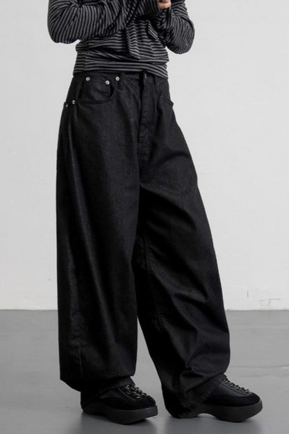 Leopard Cross Studded Wide Leg Jeans