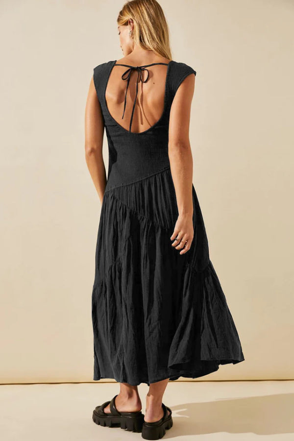 FEMININE FRILLS SMOCKED MAXI DRESS