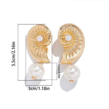 Seashell Pearl Mix Textured Stud Earrings