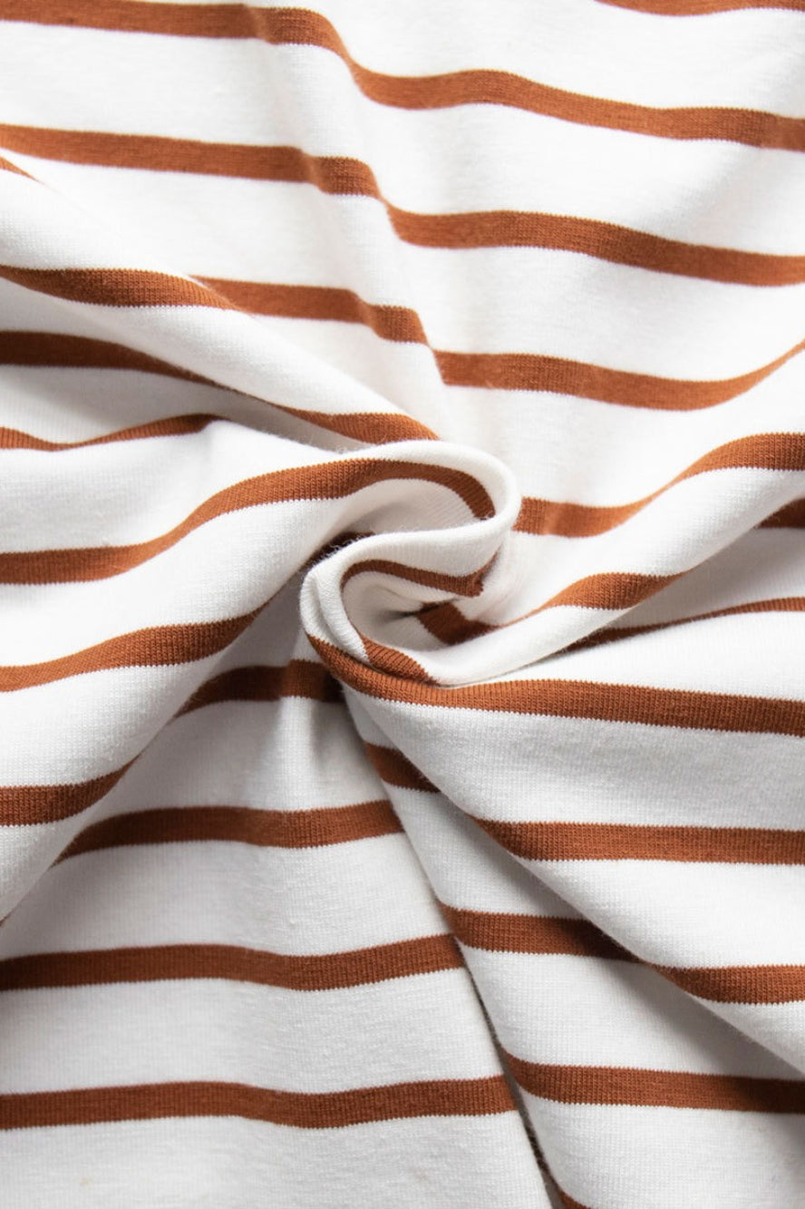 Cotton Striped Crew Neck Long Sleeve Tee