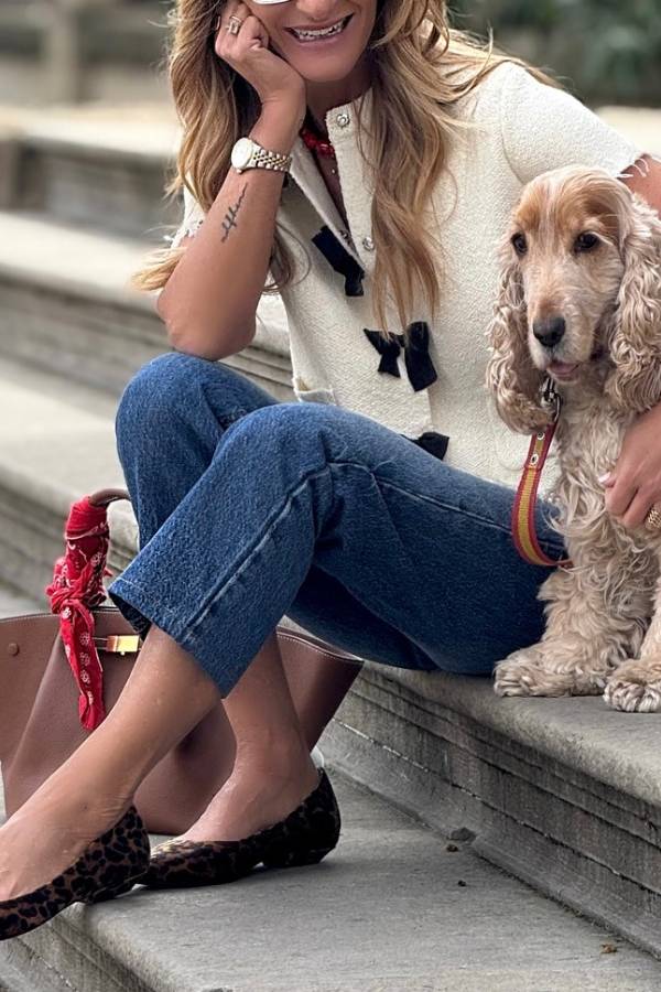 Tweed Cropped Short‑Sleeve Jacket With Bow Details